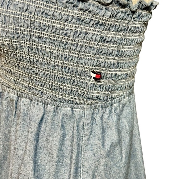 TOMMY JEANS | TOMMY HILFIGER Chambray Denim Halter Bandeau Fit and Flare Dress - Picture 4 of 7